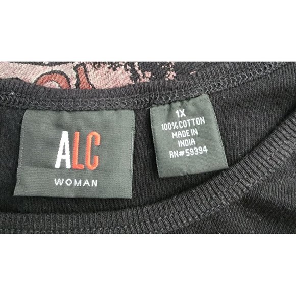 A.L.C. Napa Wine Rhinestone Grapes Black Shirt Top ALC 1X - Picture 4 of 4